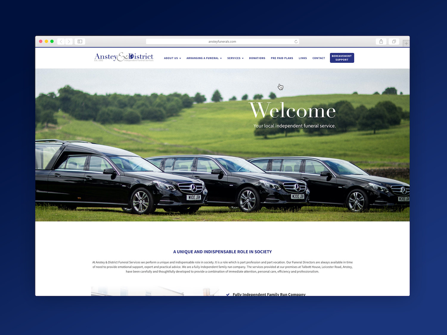 Anstey & District Funeral Services Web Design